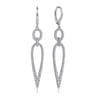 14K White Gold Long Diamond Teardrop Earrings - 1 ct