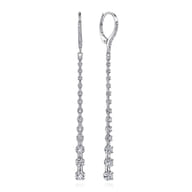 14K White Gold Long Graduating Diamond Bar Earrings