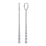 14K White Gold Long Graduating Diamond Bar Earrings - 0.85 ct