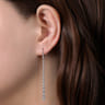 14K White Gold Long Graduating Diamond Bar Earrings - 0.85 ct