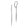 14K White Gold Long Tapered Diamond Drop Earrings - 0.3 ct