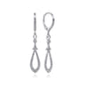 14K White Gold Long Teardrop Diamond Drop Earrings - 0.5 ct