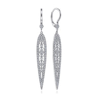 14K White Gold Long Teardrop Diamond Earrings
