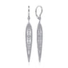 14K White Gold Long Teardrop Diamond Earrings - 0.9 ct