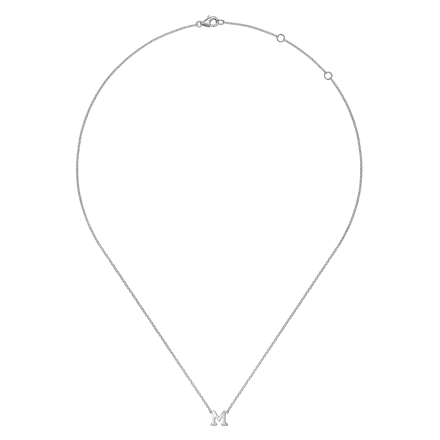 14K White Gold M Initial Necklace - Shot 2
