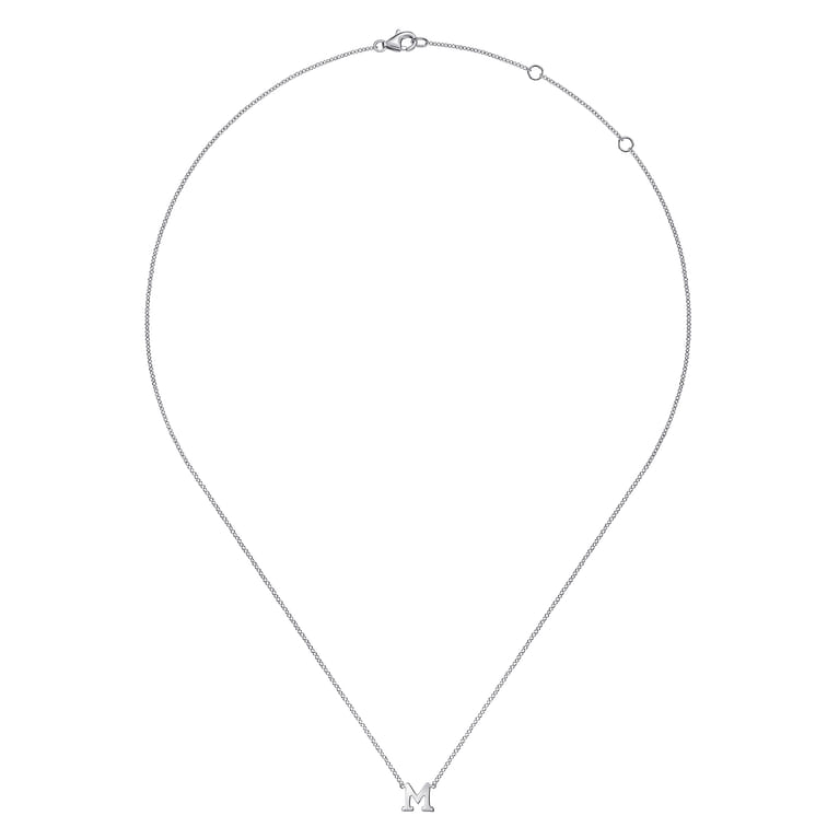 14K White Gold M Initial Necklace - Shot 2