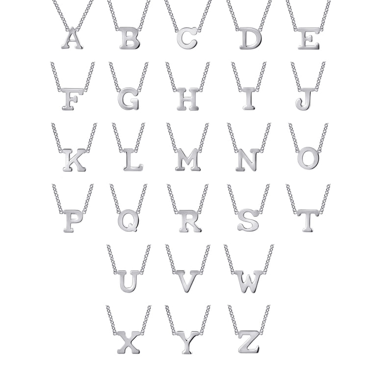 14K White Gold M Initial Necklace - Shot 3