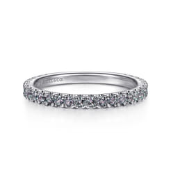 14K White Gold Manmade Alexandrite Stackable Ring