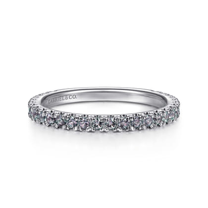 14K White Gold Manmade Alexandrite Stackable Ring