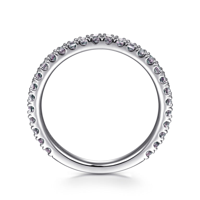 14K White Gold Manmade Alexandrite Stackable Ring - Shot 2