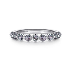 14K White Gold Manmade Alexandrite Stackable Ring