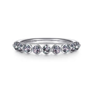 14K White Gold Manmade Alexandrite Stackable Ring