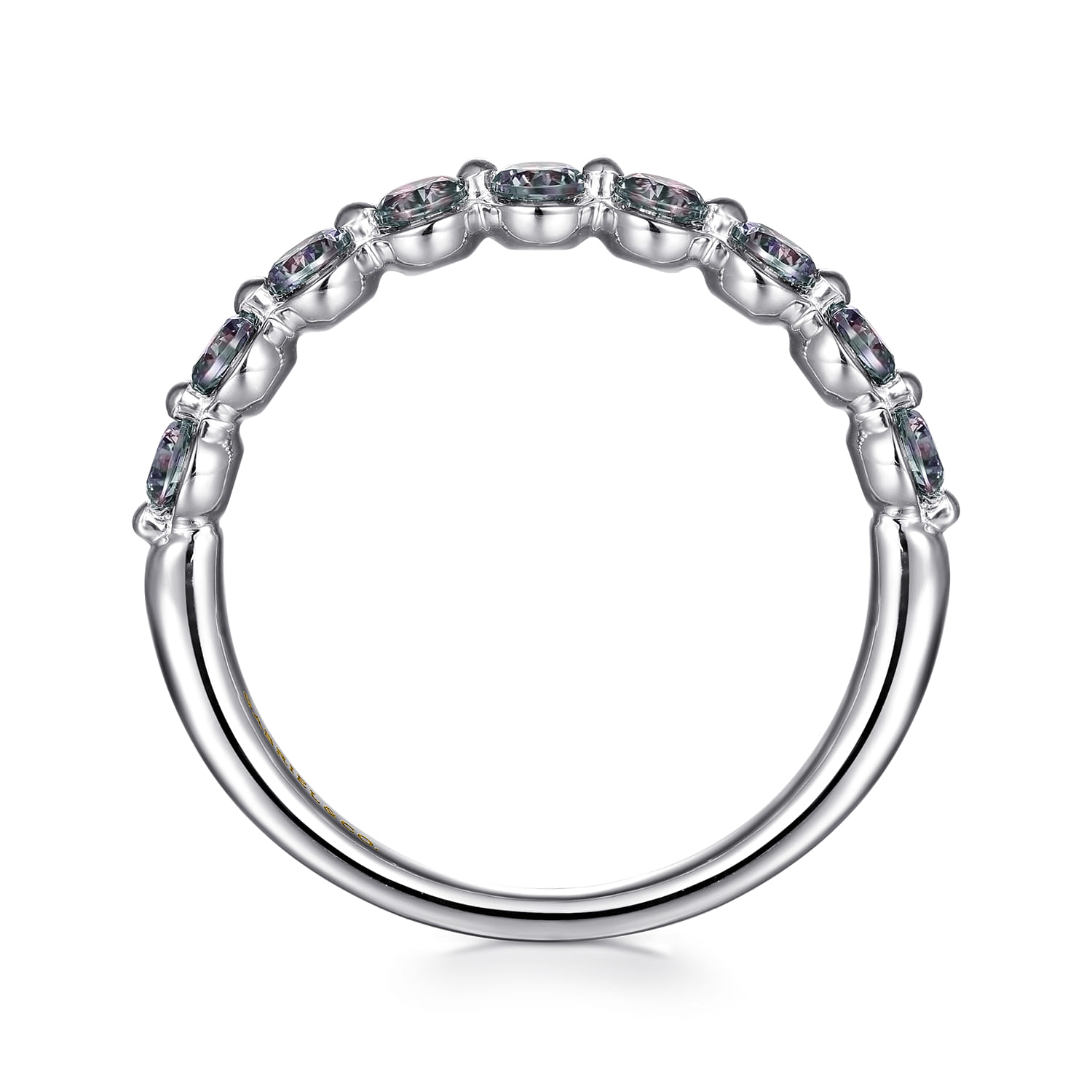 14K White Gold Manmade Alexandrite Stackable Ring - Shot 2