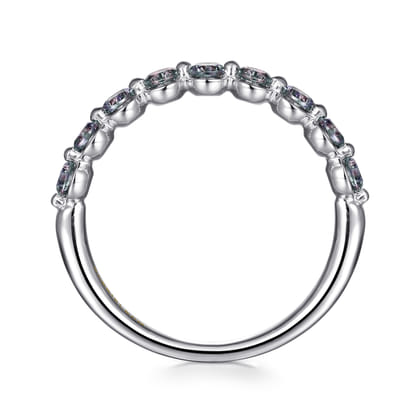 14K White Gold Manmade Alexandrite Stackable Ring