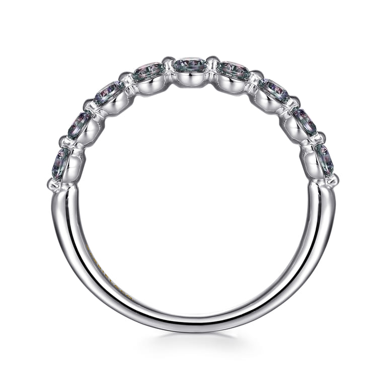 14K White Gold Manmade Alexandrite Stackable Ring - Shot 2