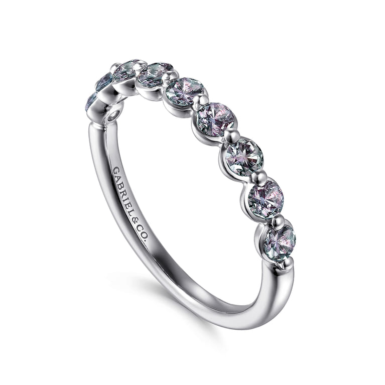 14K White Gold Manmade Alexandrite Stackable Ring - Shot 3