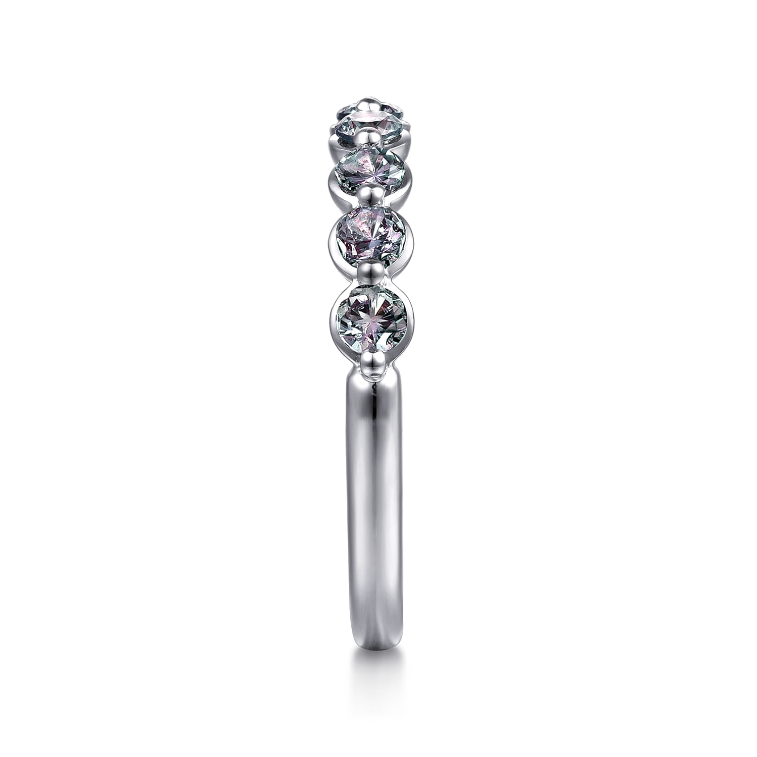 14K White Gold Manmade Alexandrite Stackable Ring - Shot 4