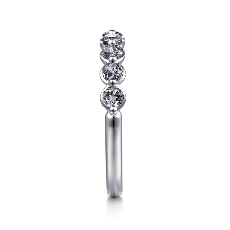 14K White Gold Manmade Alexandrite Stackable Ring - Shot 4