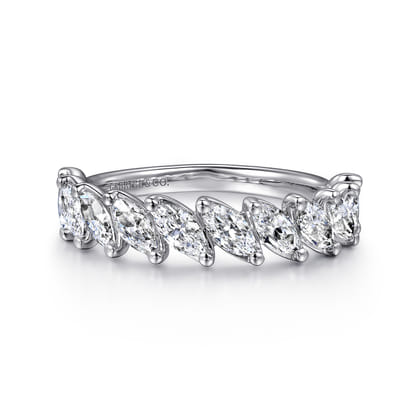 14K White Gold Marquise Diamond Anniversary Band