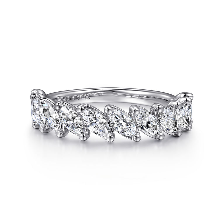 Fancy Wedding Ring in 14k White Gold with Marquise Natural Diamond at Gabriel & Co.