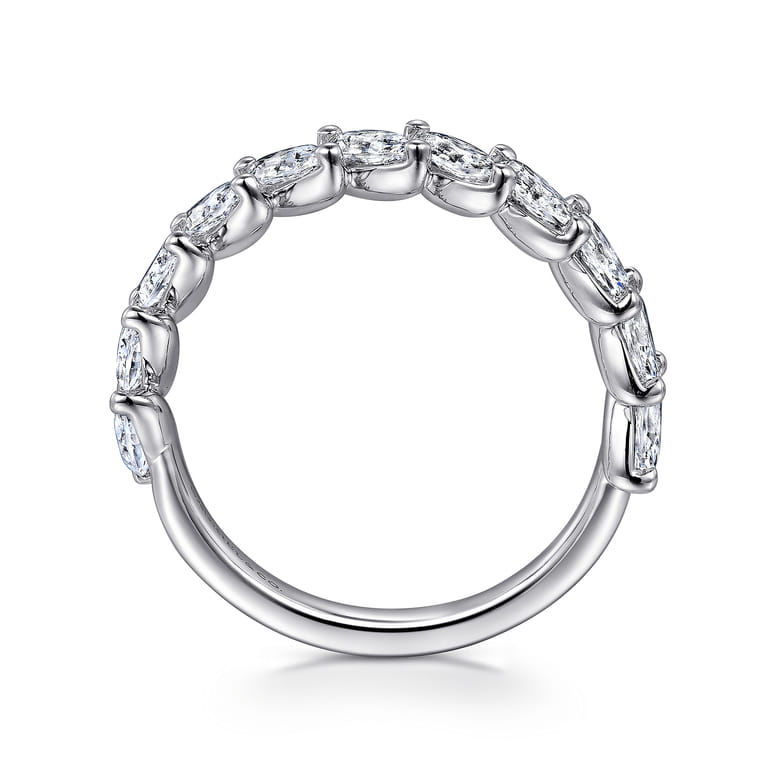 Fancy Wedding Ring in 14k White Gold with Marquise Natural Diamond at Gabriel & Co. - Shot 2
