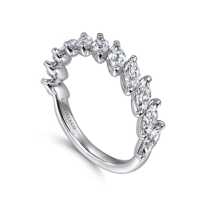 14K White Gold Marquise Diamond Anniversary Band