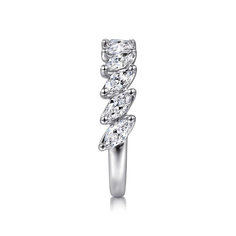 Fancy Wedding Ring in 14k White Gold with Marquise Natural Diamond at Gabriel & Co. - Shot 4