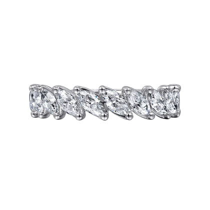 14K White Gold Marquise Diamond Anniversary Band