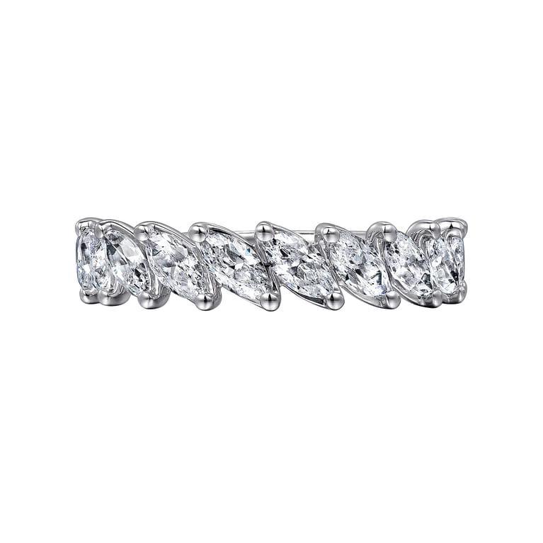 Fancy Wedding Ring in 14k White Gold with Marquise Natural Diamond at Gabriel & Co. - Shot 6