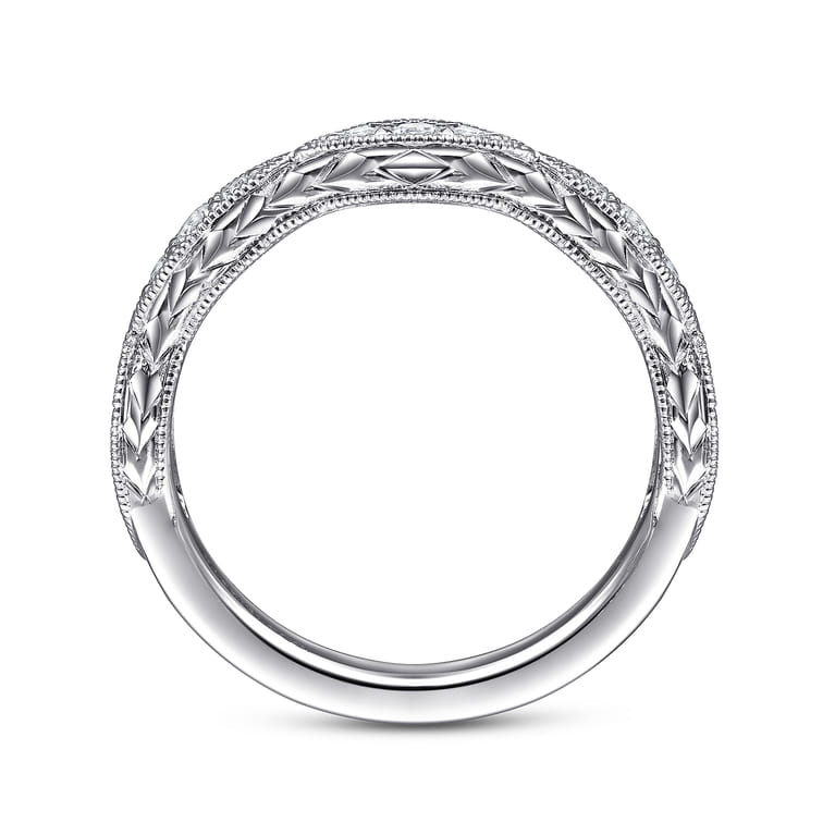 14K White Gold Marquise Diamond Cluster Stackable Ring - 0.3 ct - Shot 2
