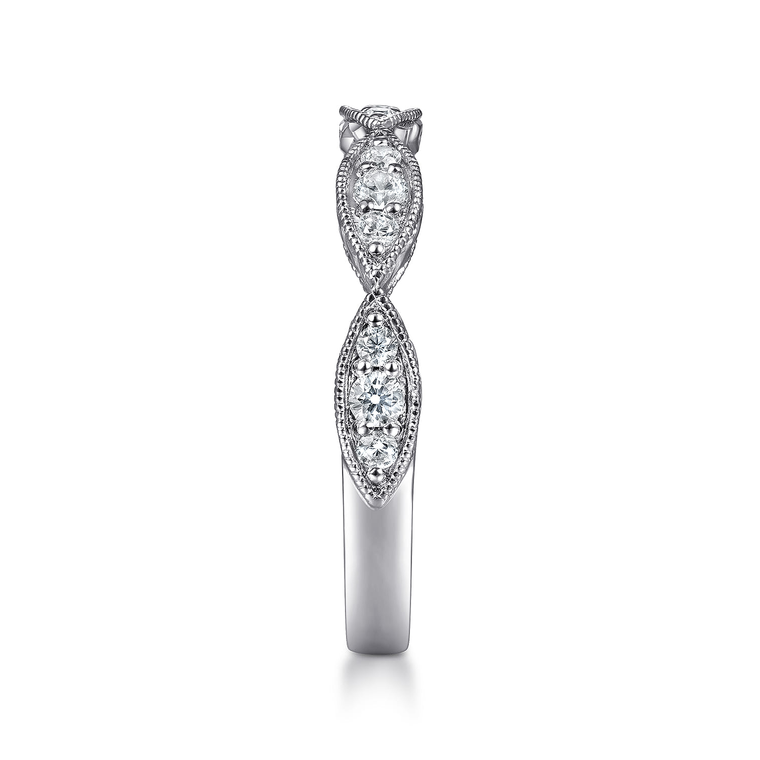 14K White Gold Marquise Diamond Cluster Stackable Ring - 0.3 ct - Shot 4