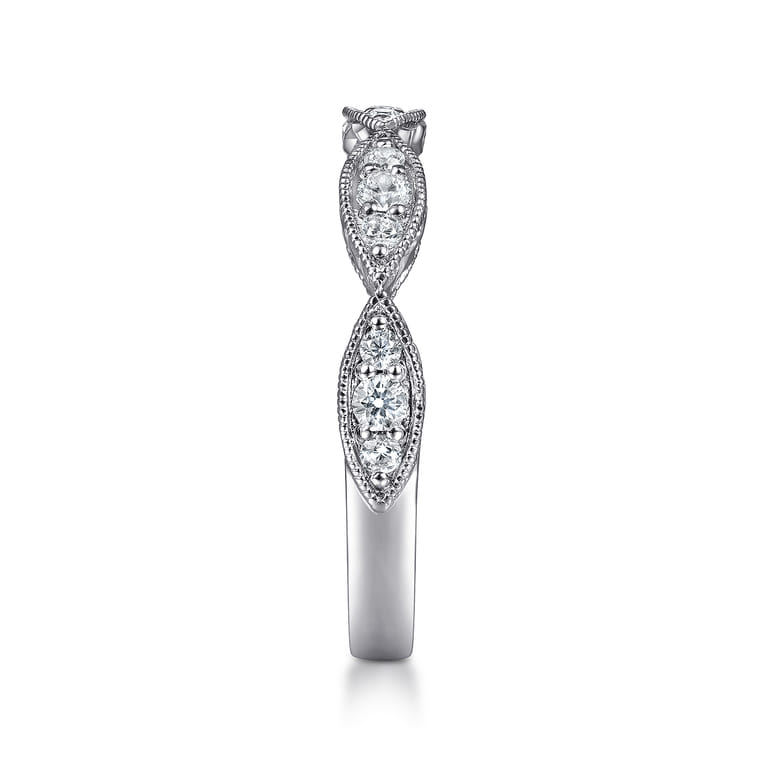 14K White Gold Marquise Diamond Cluster Stackable Ring - 0.3 ct - Shot 4