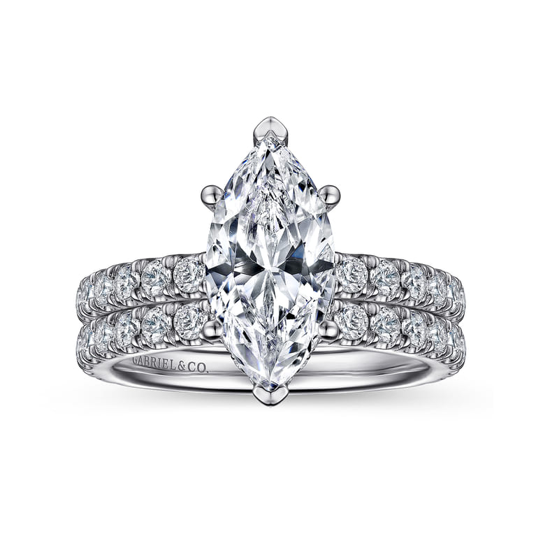 14K White Gold Marquise Diamond Matching Wedding Band - 0.6 ct - Shot 4