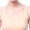 14K White Gold Marquise Shape Sapphire and Bezel Set Diamond Bar Necklace - 0.04 ct