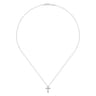 14K White Gold Marquise Shaped Diamond Cross Necklace - 0.09 ct