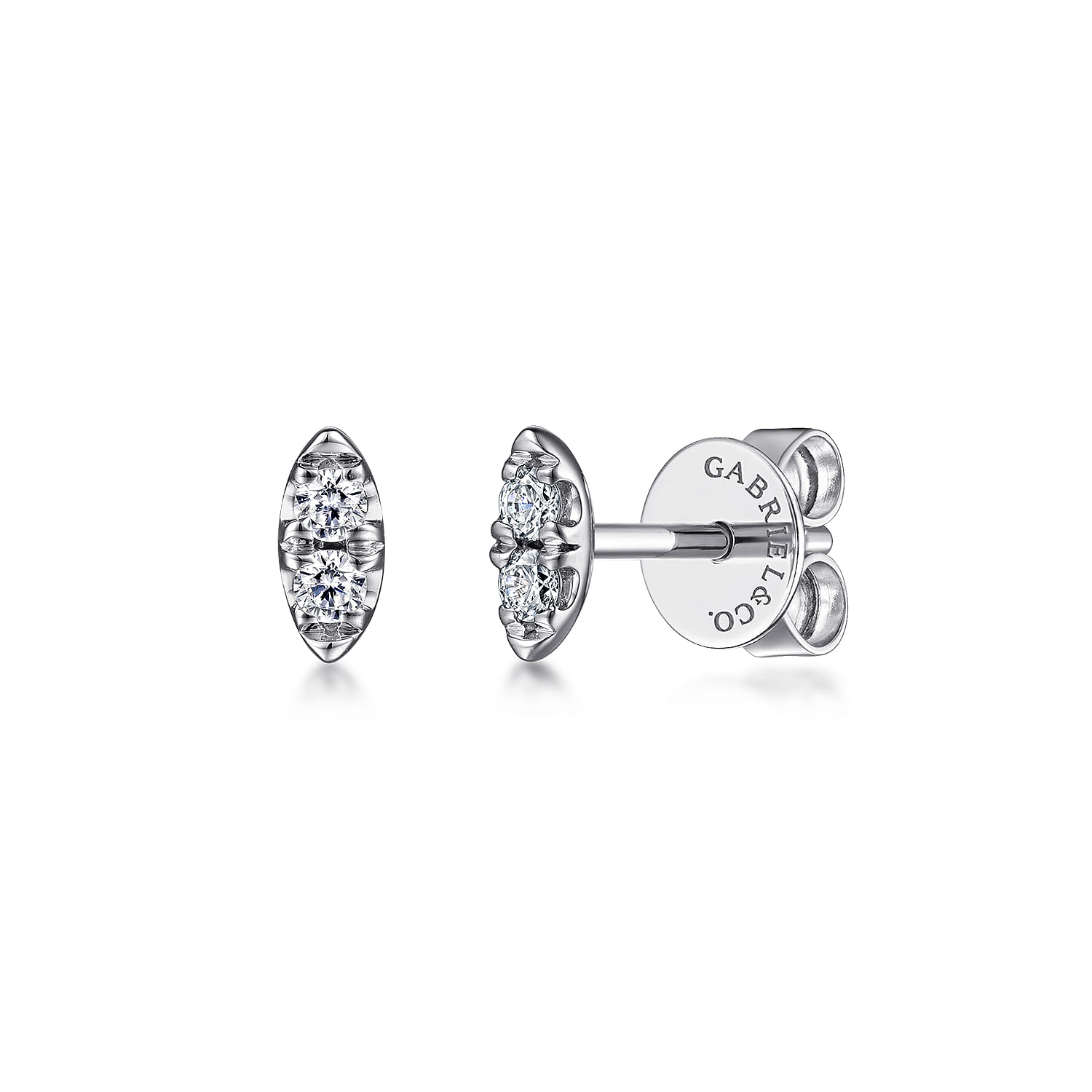 14K White Gold Marquise Shaped Diamond Stud Earrings - 0.1 ct - Shot 1