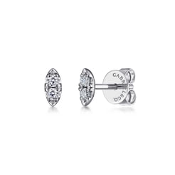 14K White Gold Marquise Shaped Diamond Stud Earrings