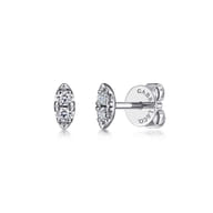 14K White Gold Marquise Shaped Diamond Stud Earrings