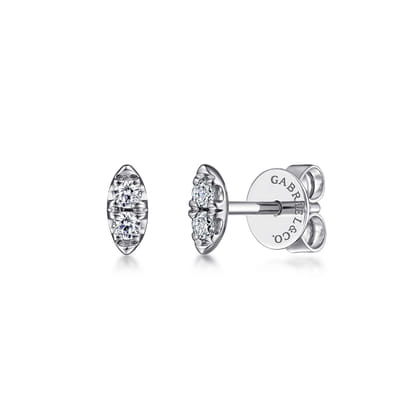 14K White Gold Marquise Shaped Diamond Stud Earrings