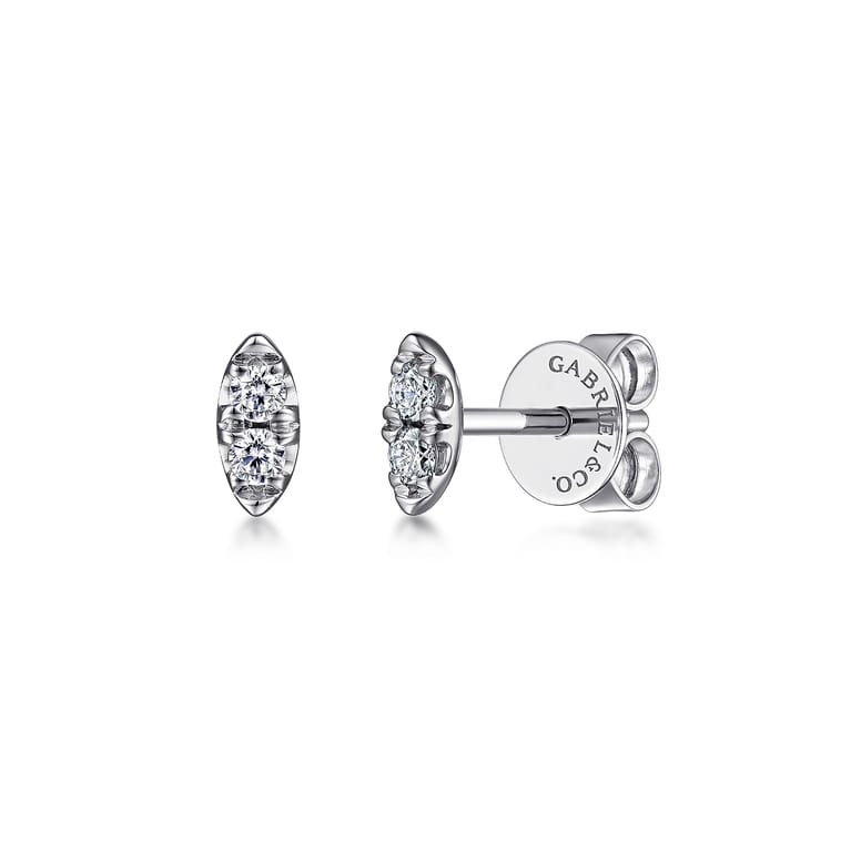 14K White Gold Marquise Shaped Diamond Stud Earrings - 0.1 ct - Shot 1