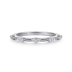 14K White Gold Marquise Station Diamond Anniversary Band