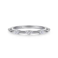 14K White Gold Marquise Station Diamond Anniversary Band