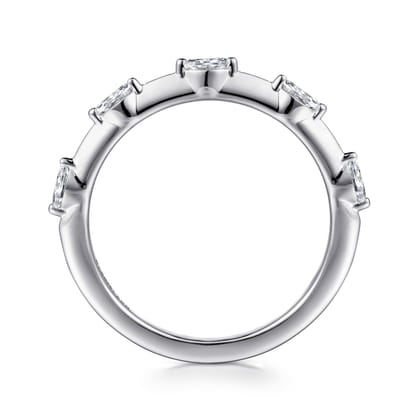 14K White Gold Marquise Station Diamond Anniversary Band