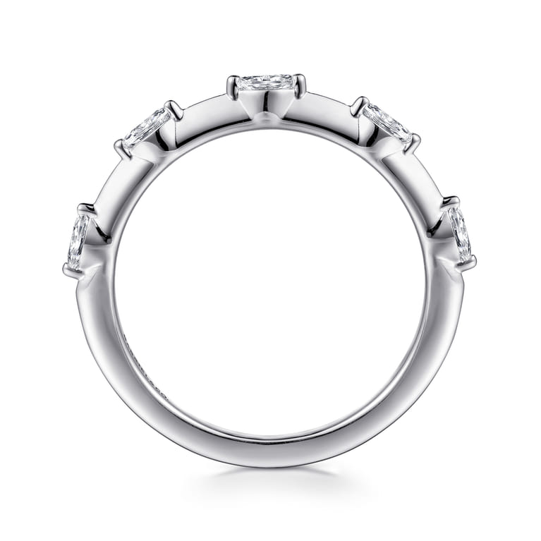 Straight Wedding Ring in 14k White Gold with Marquise Natural Diamond at Gabriel & Co. - Shot 2