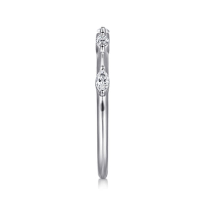 14K White Gold Marquise Station Diamond Anniversary Band