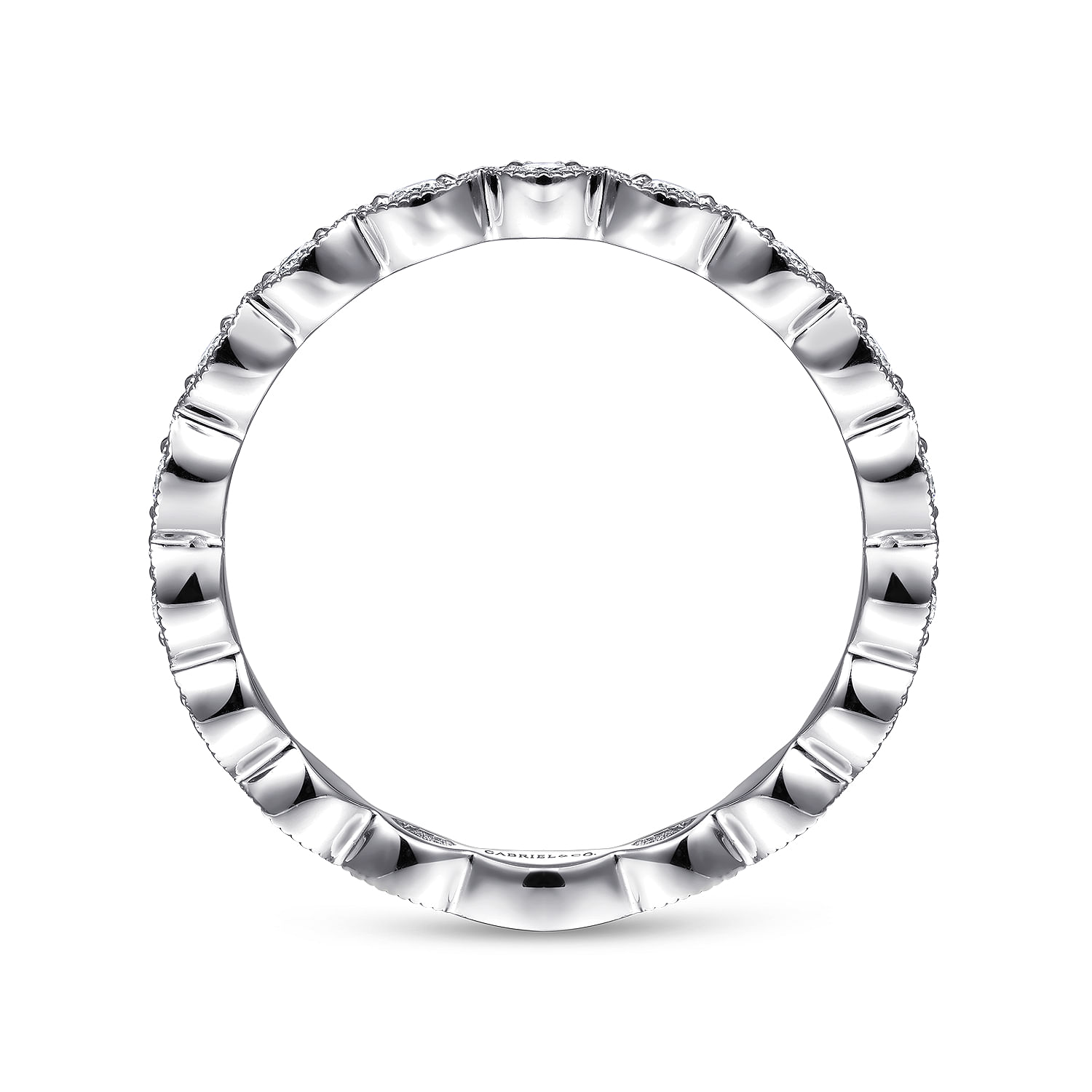 14K White Gold Marquise Station Diamond Stackable Ring