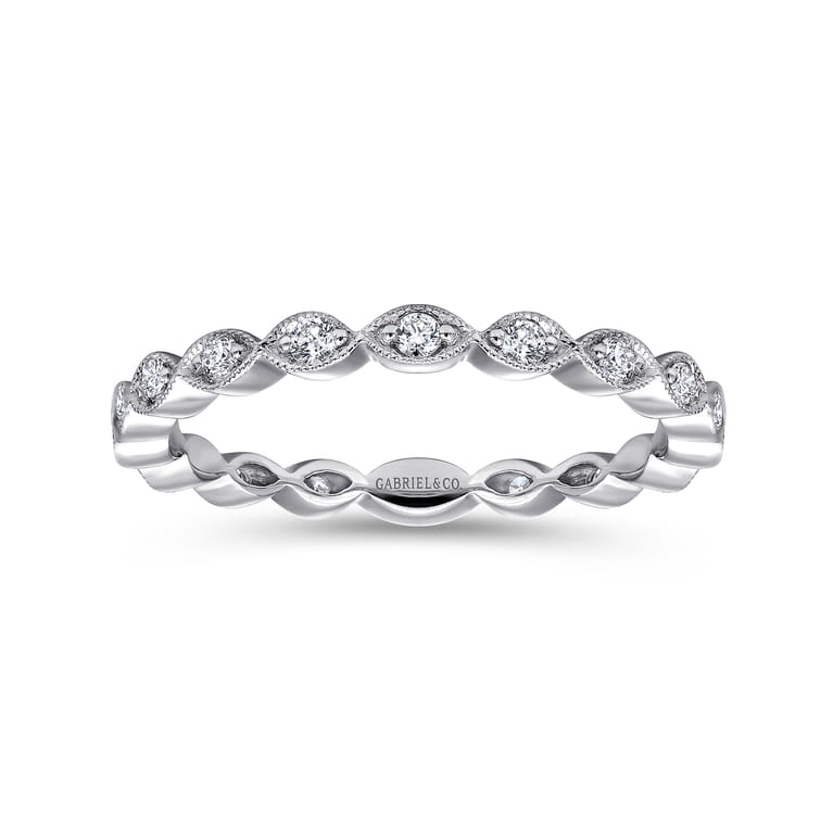 14K White Gold Marquise Station Diamond Stackable Ring - 0.25 ct - Shot 4