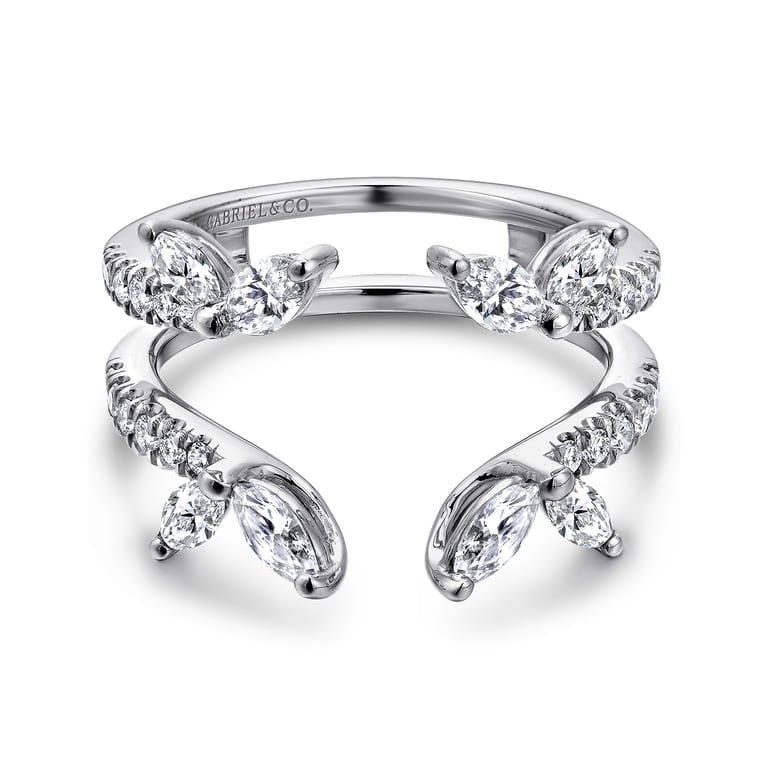 Enhancer Wedding Ring in 14k White Gold with Marquise Natural Diamond at Gabriel & Co. - Shot 1