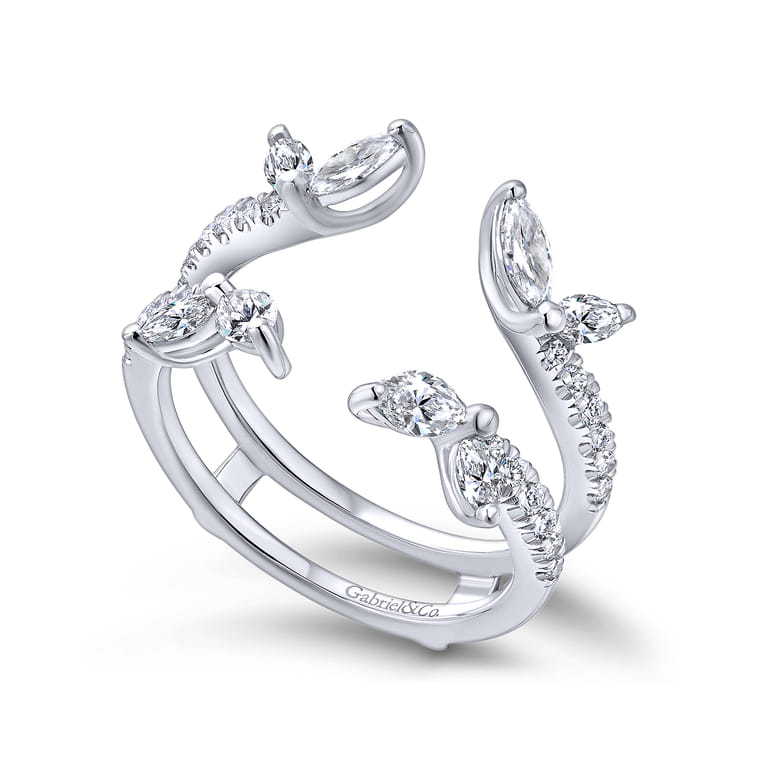 Enhancer Wedding Ring in 14k White Gold with Marquise Natural Diamond at Gabriel & Co. - Shot 3
