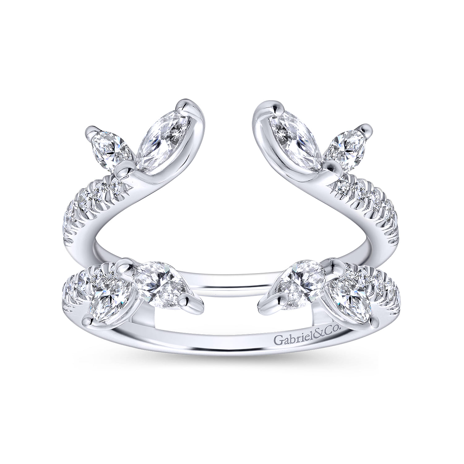 Enhancer Wedding Ring in 14k White Gold with Marquise Natural Diamond at Gabriel & Co. - Shot 4